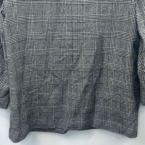 Everlane Oversized Glen Plaid Wool Blazer Size 16 Black Gray Houndstooth - Picture 11 of 14